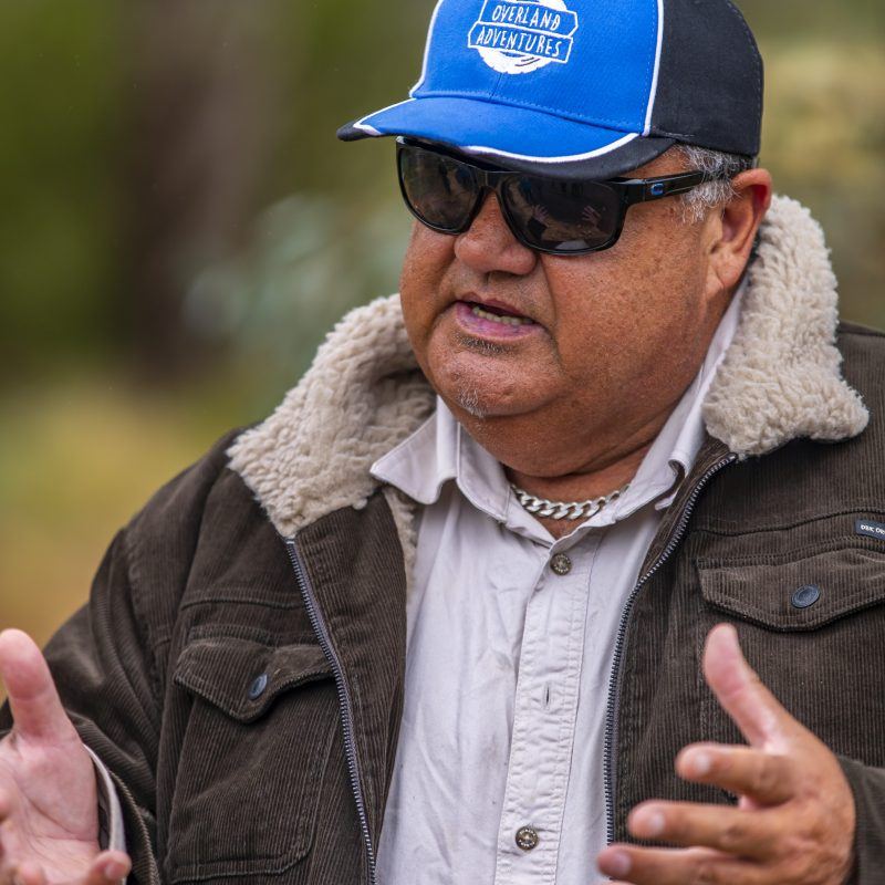 Mark Sutto, Wilyakali cultural expert, in a cap and sunglasses